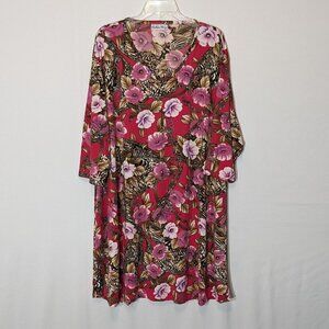 Women's SOUTHERN CHARM; Pink Floral & Animal Print Knee Length Dress; Size XXL